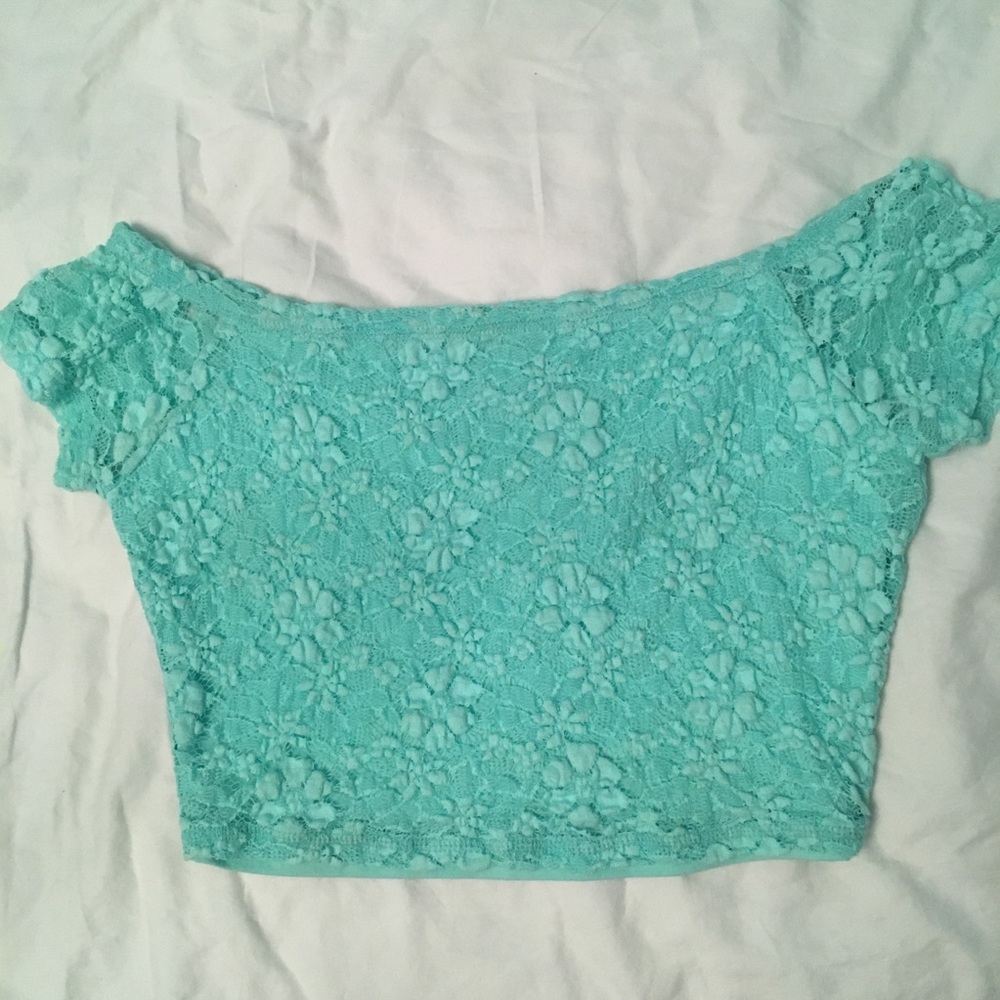 Barely worn  hollister  mint lace crop top